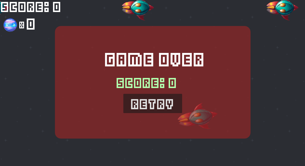 example of game over screen in game dev